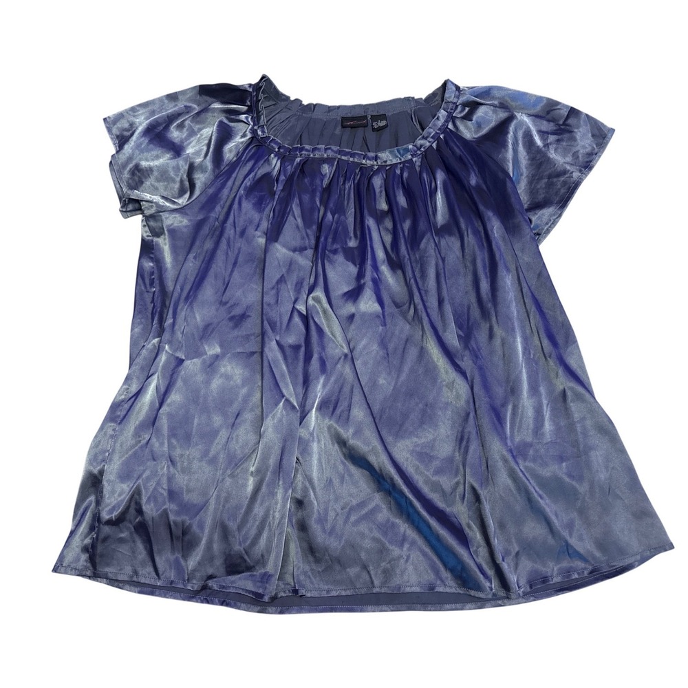 Torrid‎ Plus Size Silver Gray Satin Short Sleeve Blouse Top, Size 3/3X